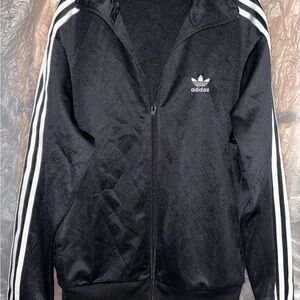 Adidas Black Track Jacket with White Three-Stripes
